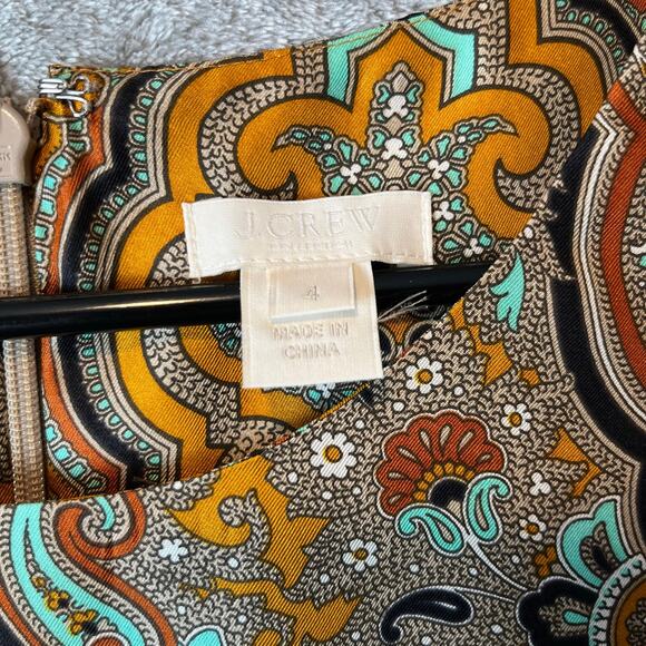 J. Crew Vintage Inspired Mod Boho Psychedelic Paisley Shift Dress Silk Size 4 - Picture 5 of 9